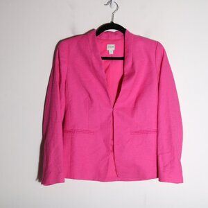 J Crew Factory Broadway Blazer Stretch Linen Womens 2 Bright Pink Clasp Preppy